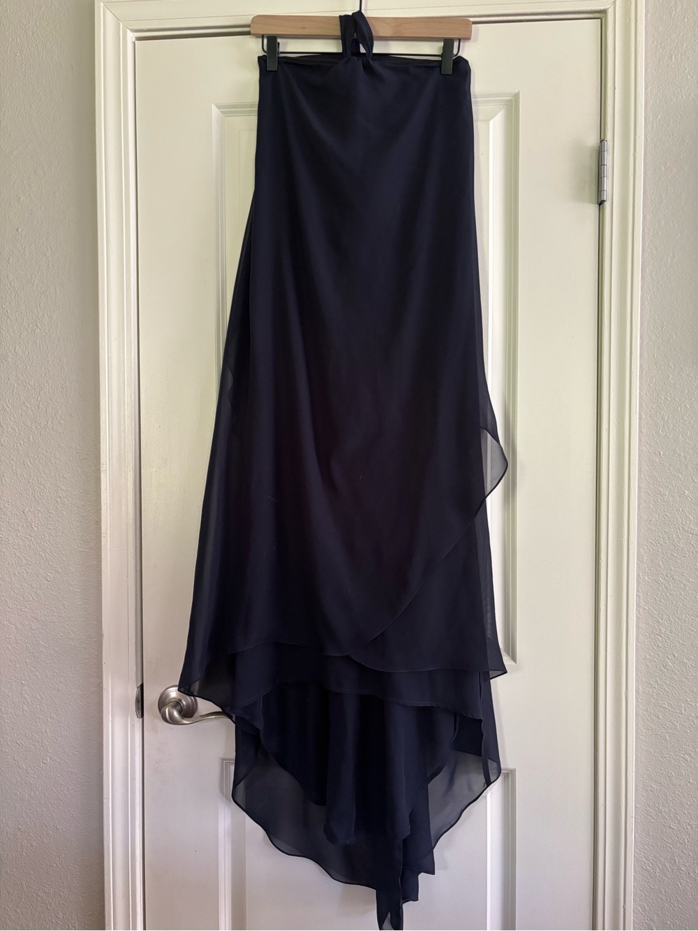 Nouvelle Amsale NWT Elegant Navy Layered High-Low Halter Dress Size XS